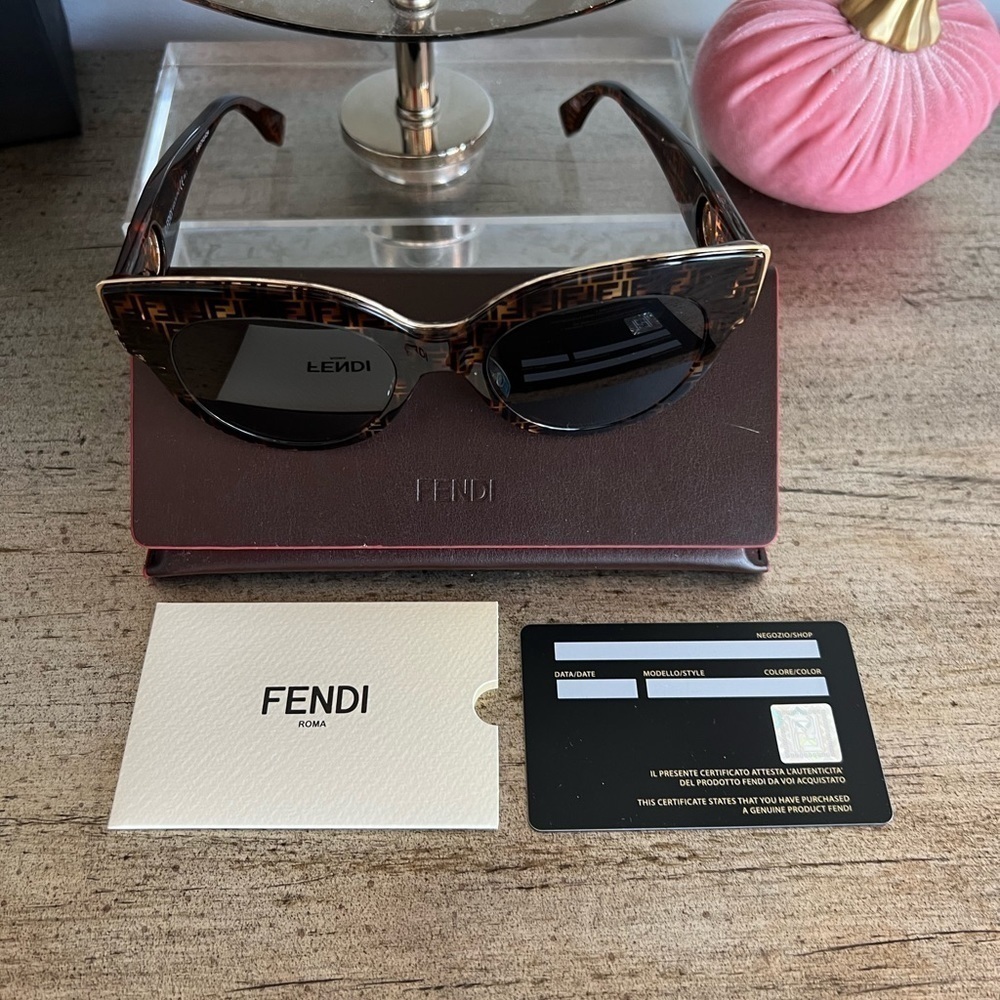 FENDI F is FENDI FF 55mm Havana Cat Eye Sunglasses - Picture 8 of 14